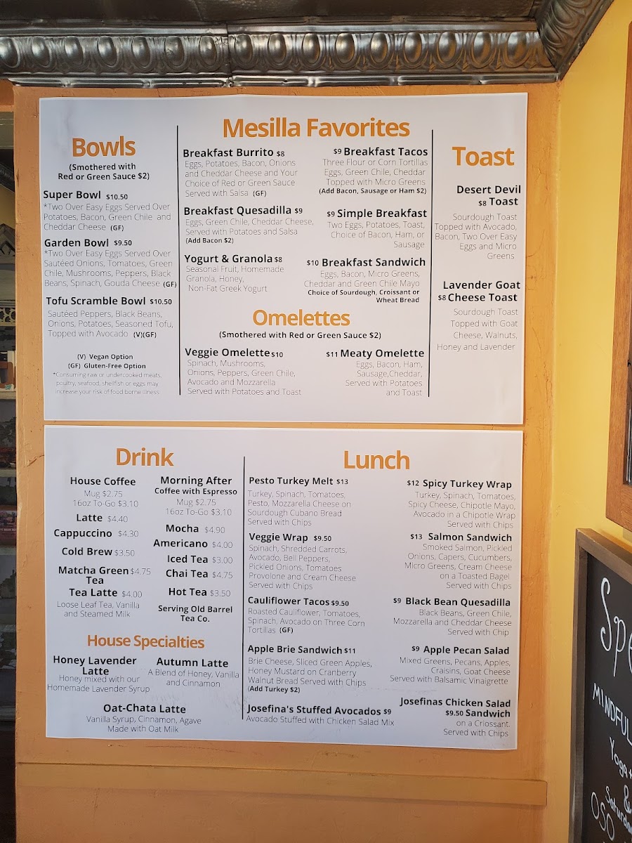 Menu The Bean At Josefina’S-8