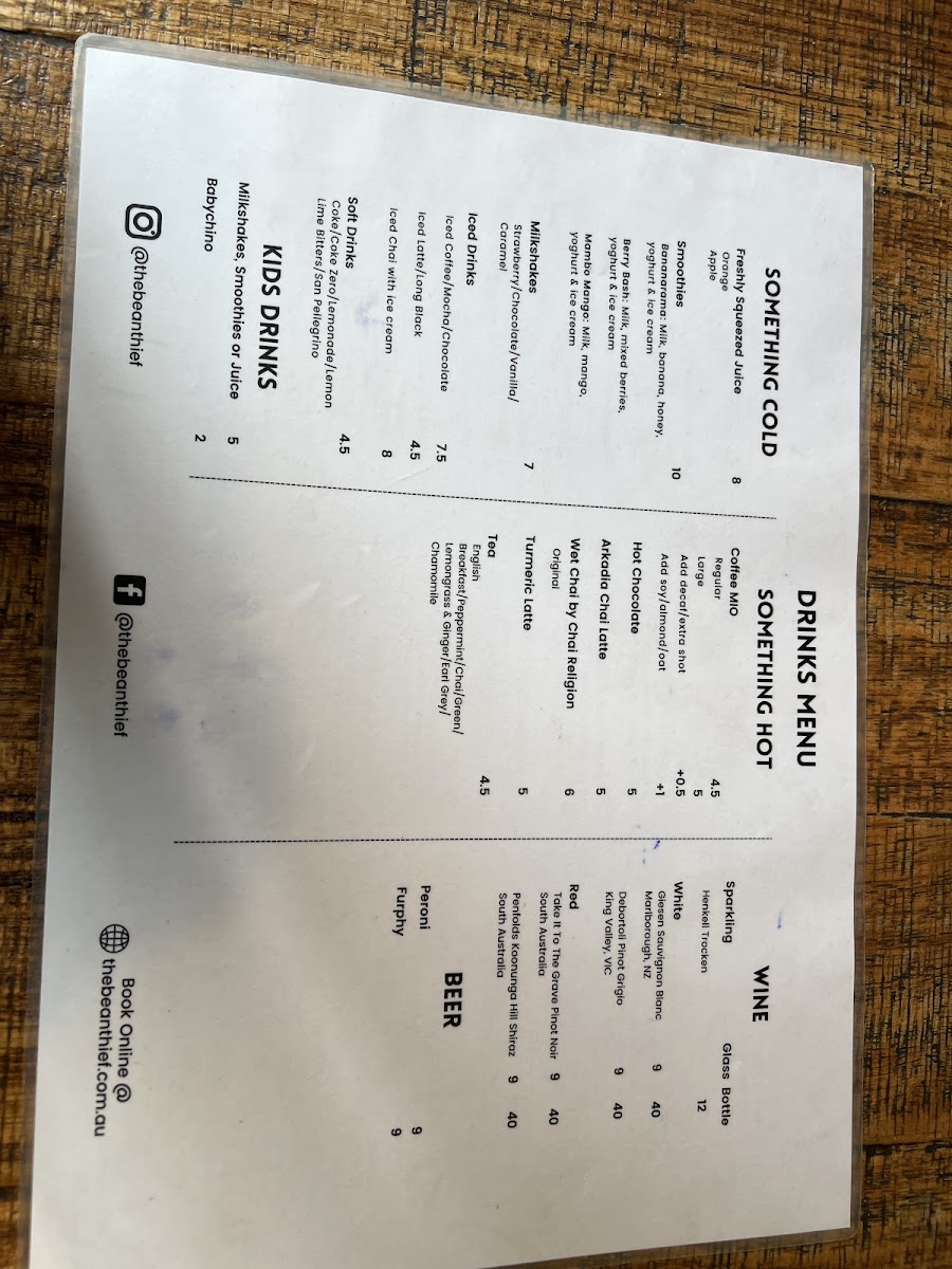 Menu The Bean Thief-3