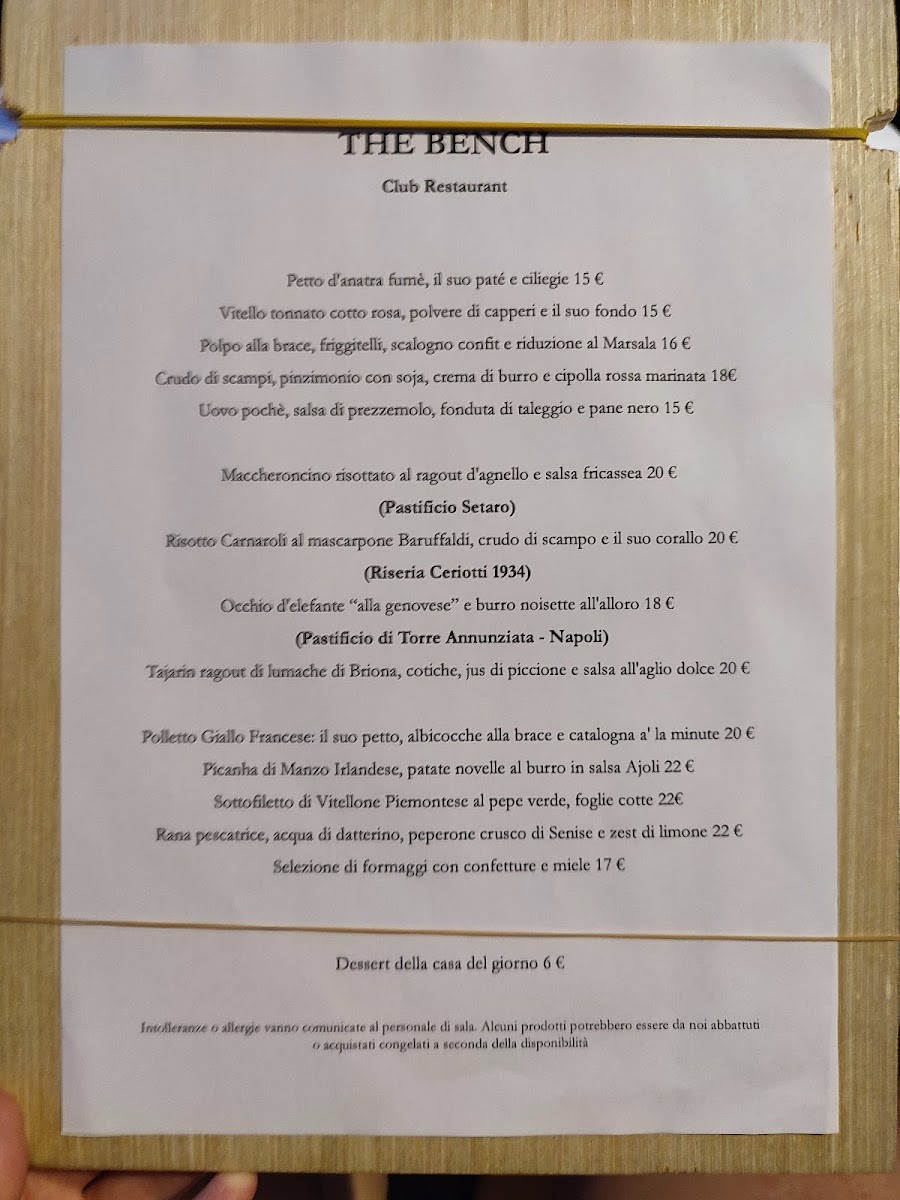 Menu The Bench Ristorante-1
