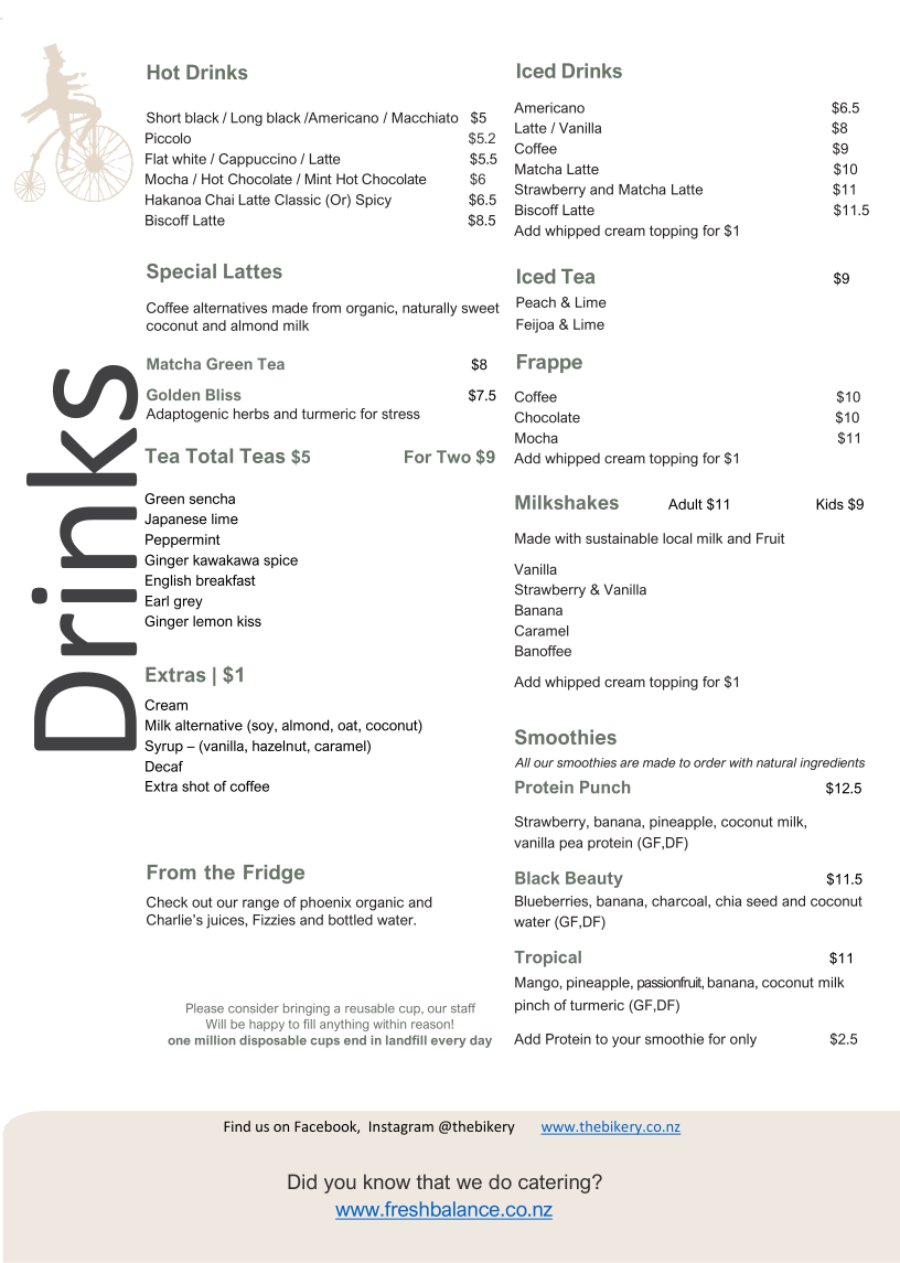 Menu The Bikery Cafe & Fresh Balance Catering-1
