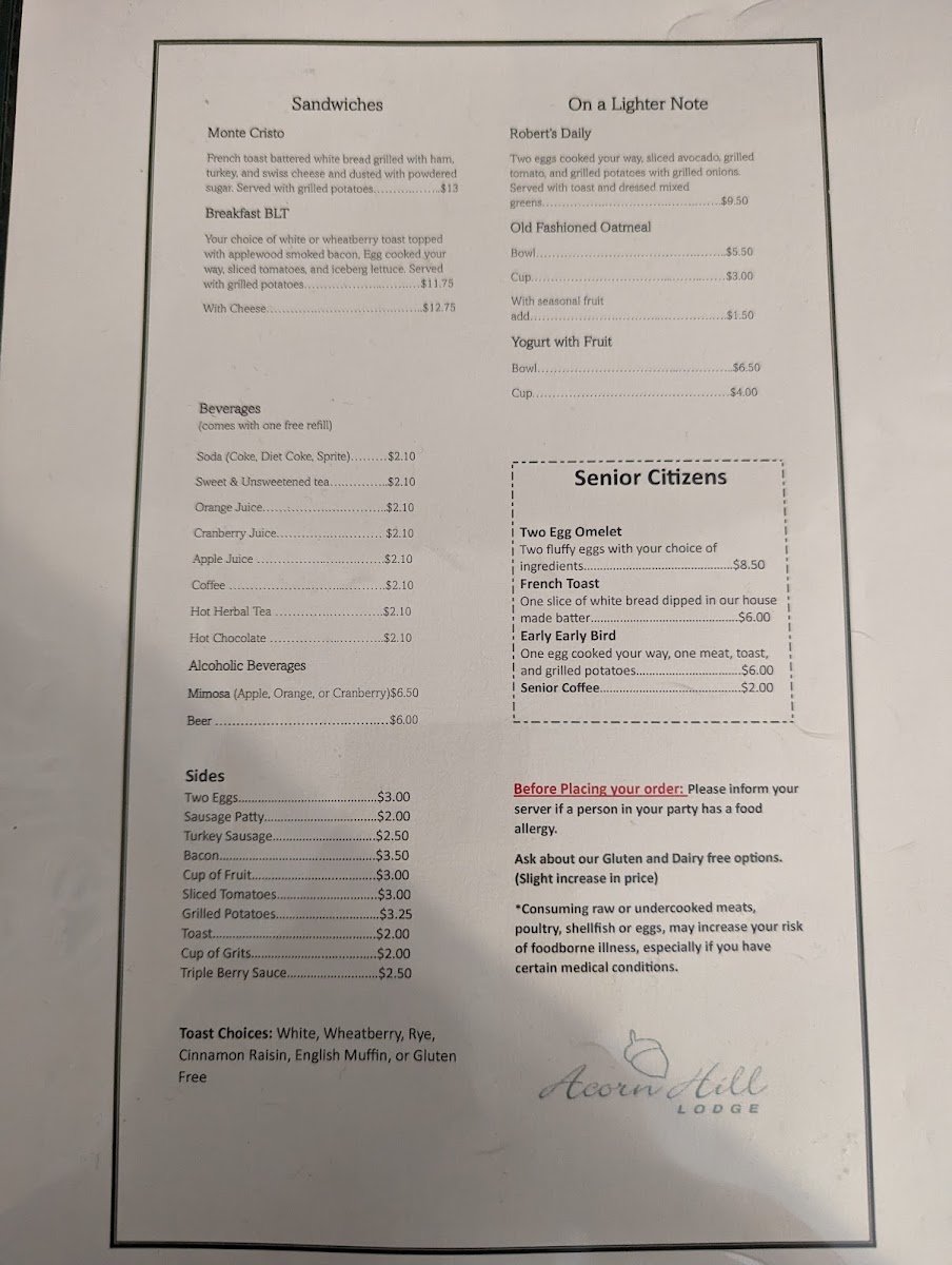 Menu The Bistro At Acorn Hill-3