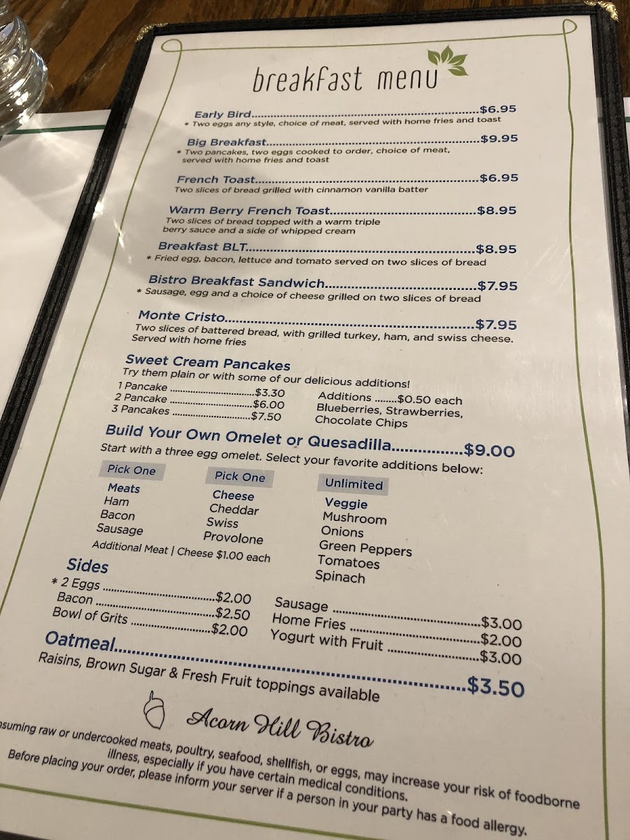 Menu The Bistro At Acorn Hill-5