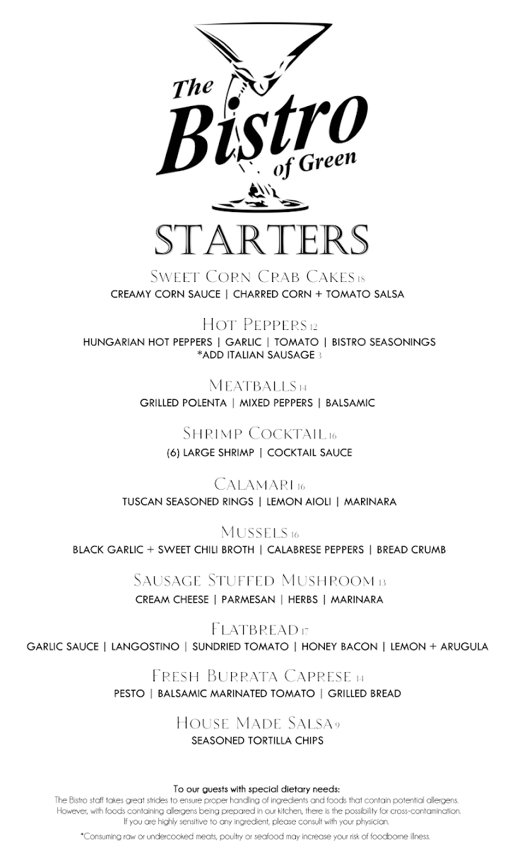 Menu The Bistro Of Green-1