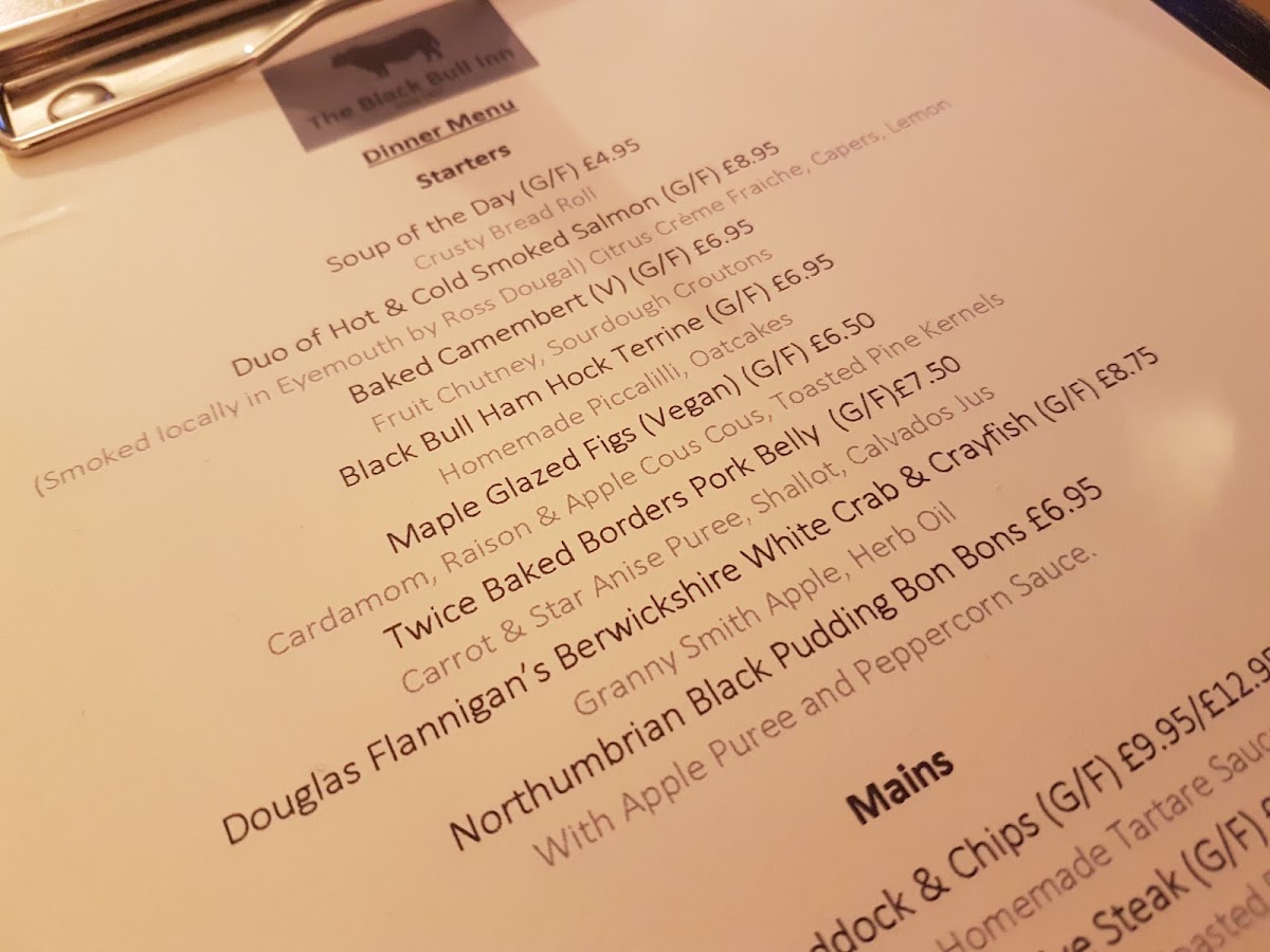 Menu The Black Bull Inn-1