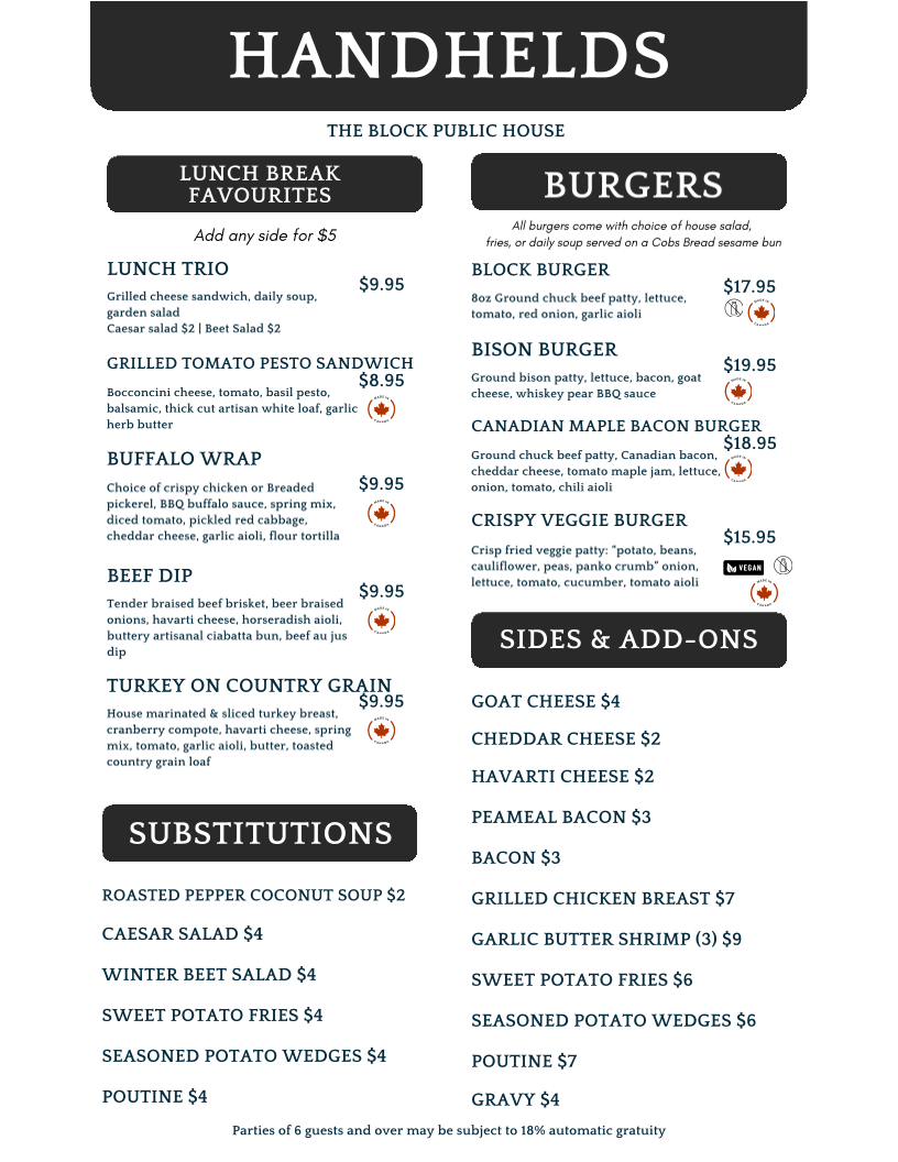 Menu The Block Public House-4
