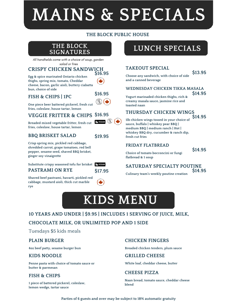 Menu The Block Public House-5