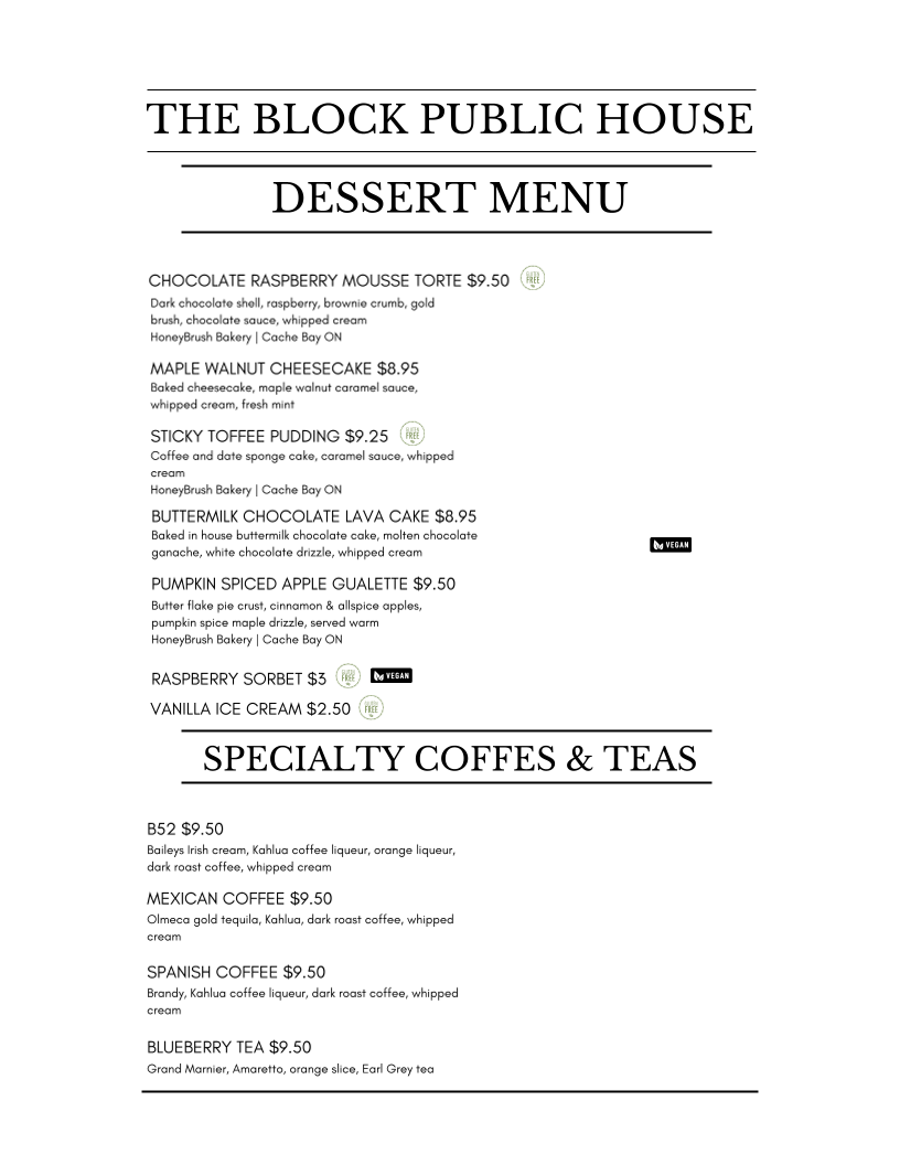 Menu The Block Public House-7