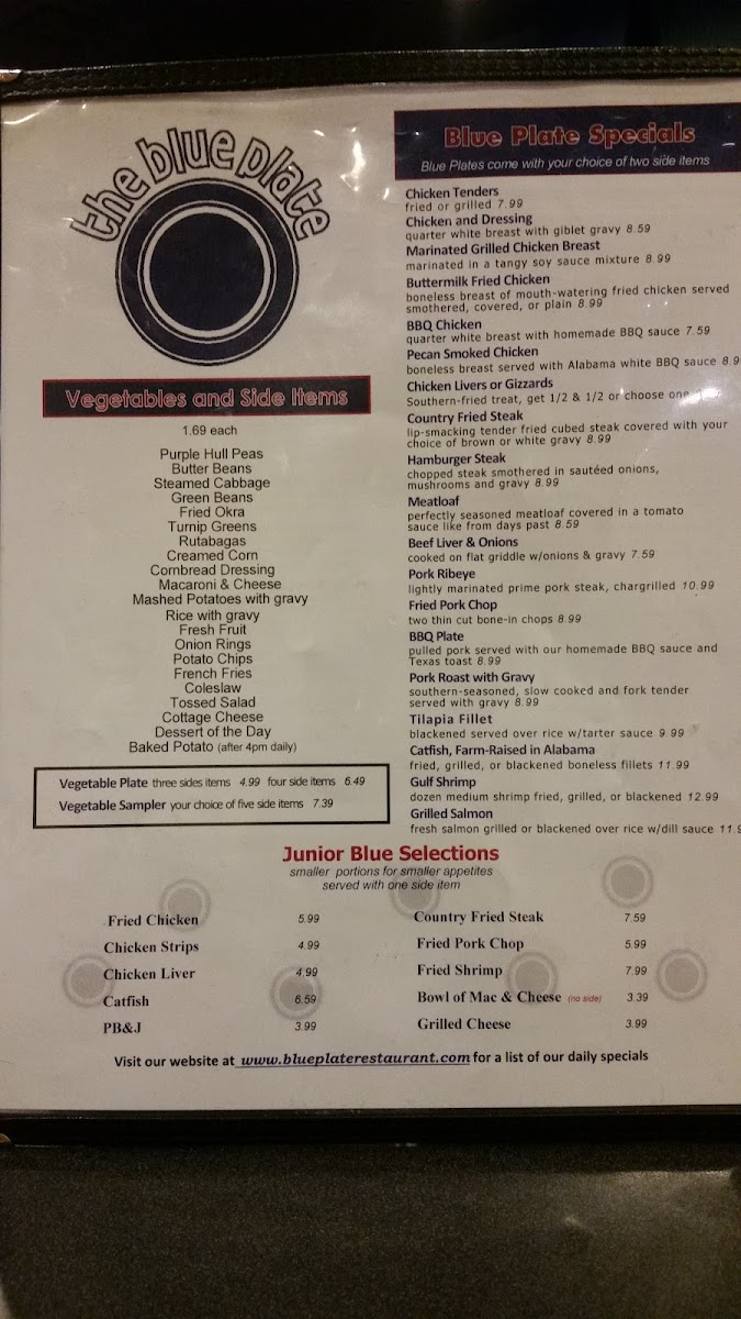 Menu The Blue Plate - West-5