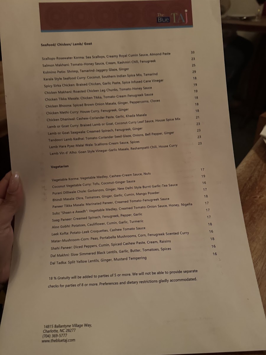 Menu The Blue Taj-3