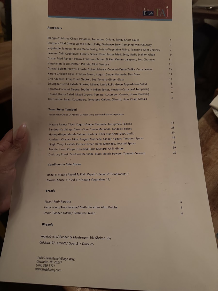 Menu The Blue Taj-4
