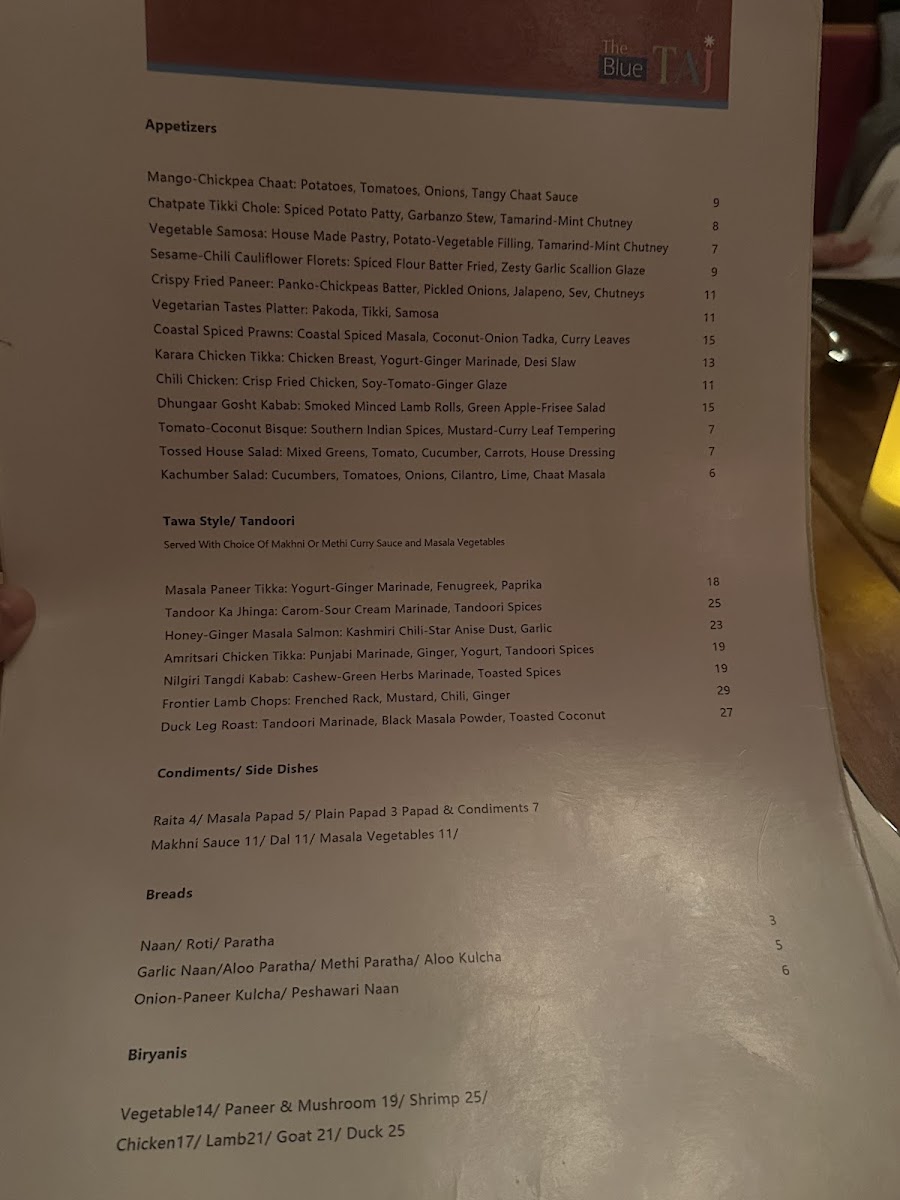 Menu The Blue Taj-5