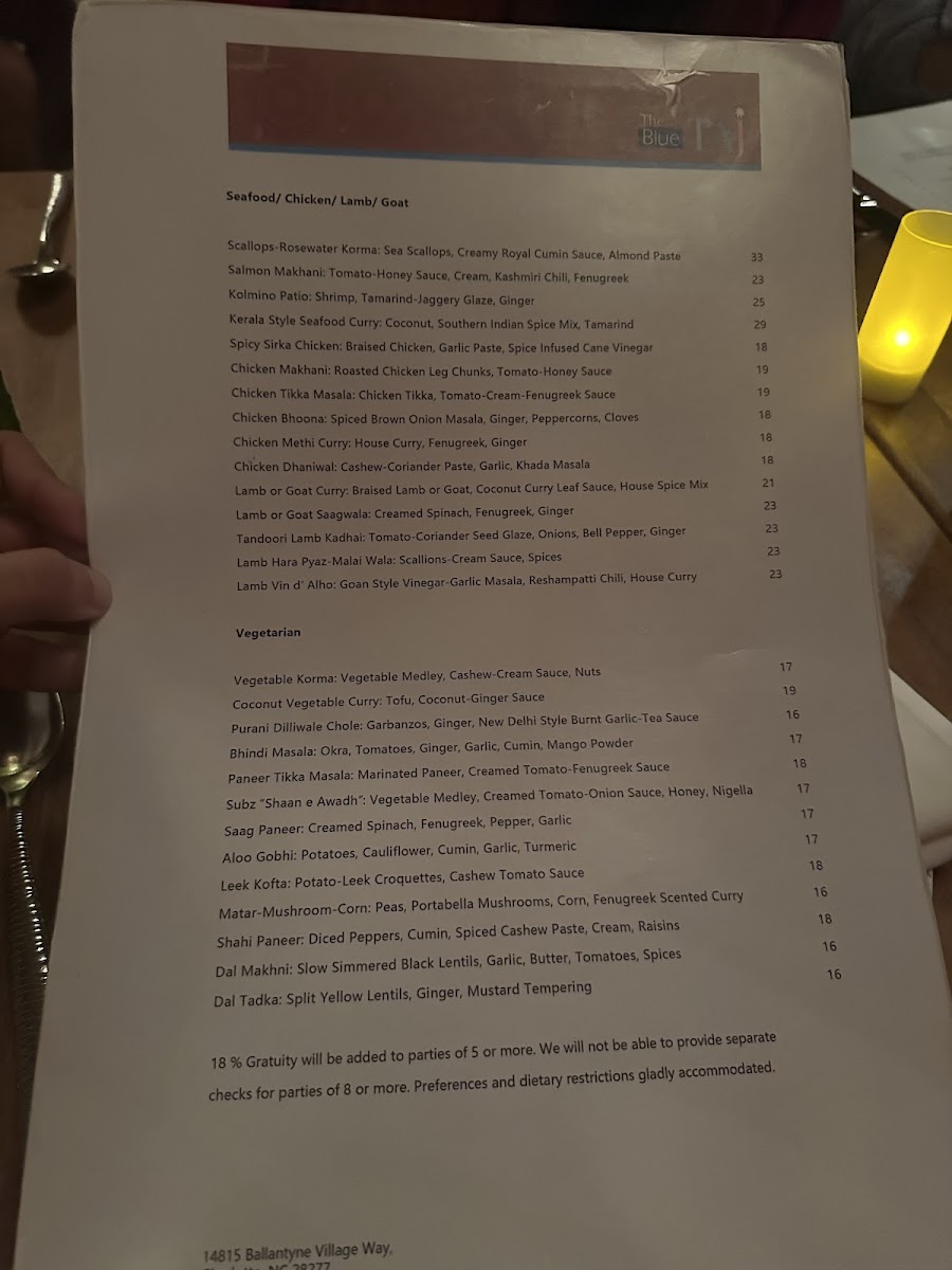 Menu The Blue Taj-9