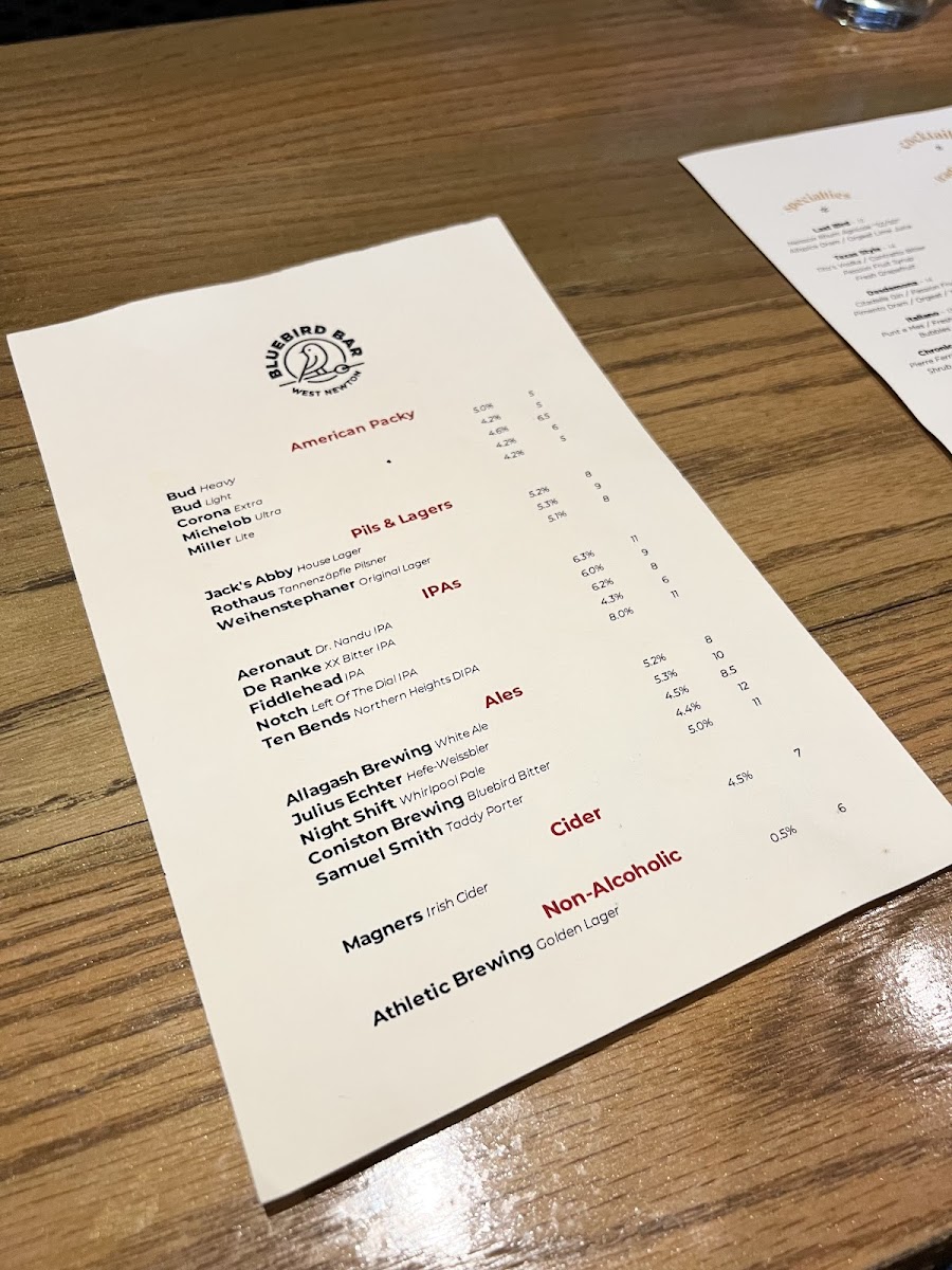Menu The Bluebird Bar-5