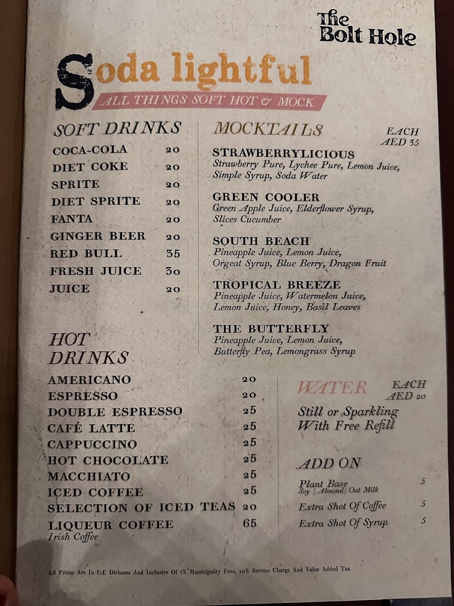 Menu The Bolt Hole-1
