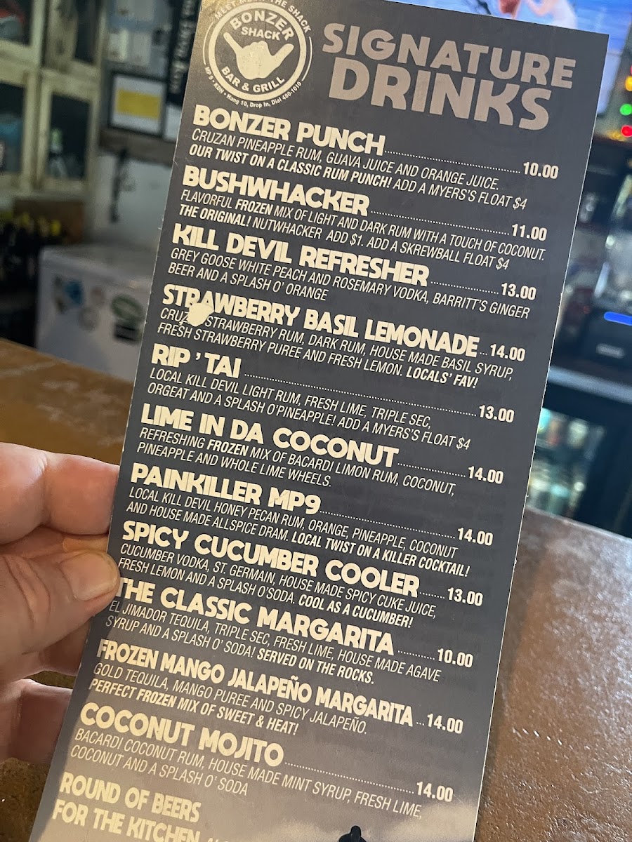 Menu The Bonzer Shack-2