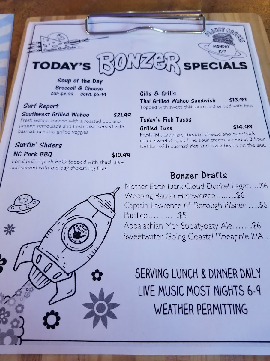 Menu The Bonzer Shack-3