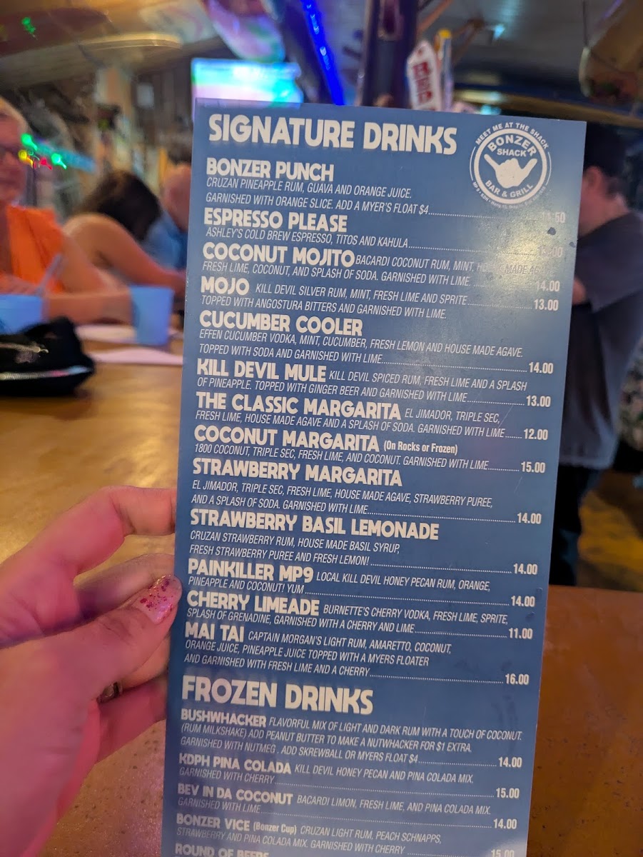 Menu The Bonzer Shack-5