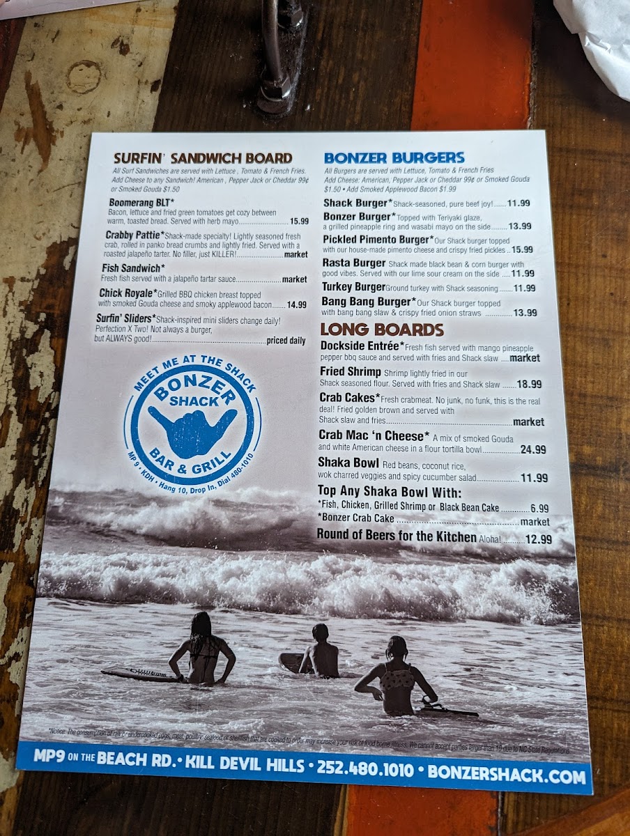 Menu The Bonzer Shack-9