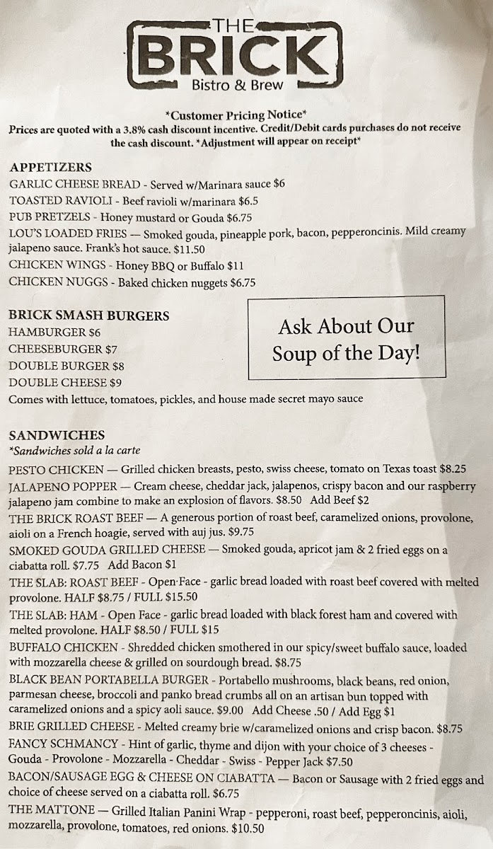 Menu The Brick Bistro & Brew-2