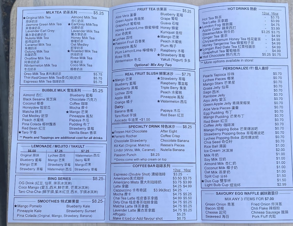 Menu The Bubble Tea Shop-1