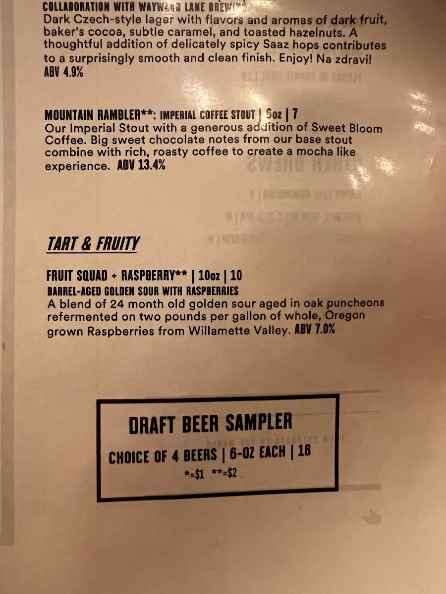 Menu The Buffalo Restaurant & Bar-1