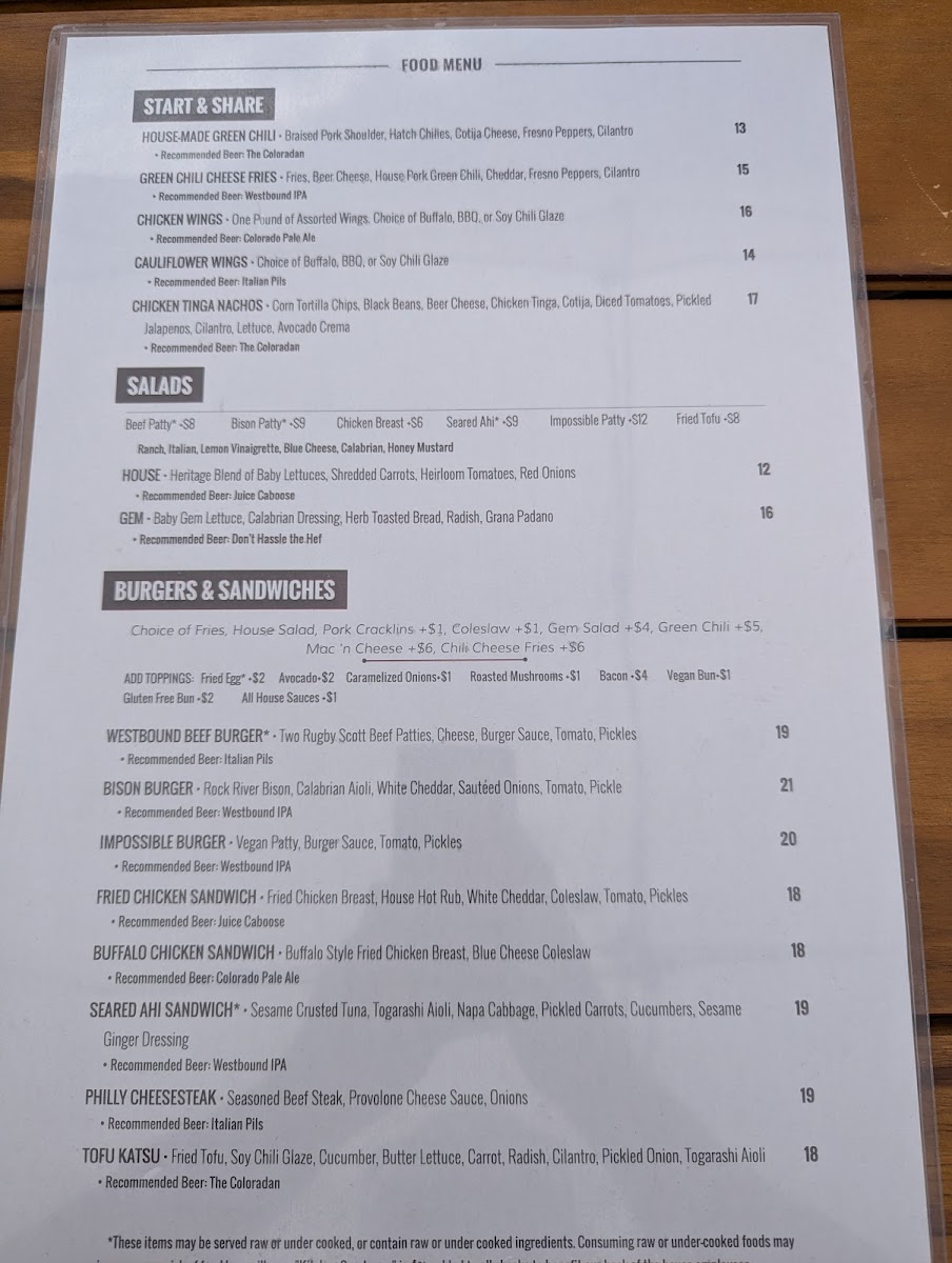 Menu The Buffalo Restaurant & Bar-2