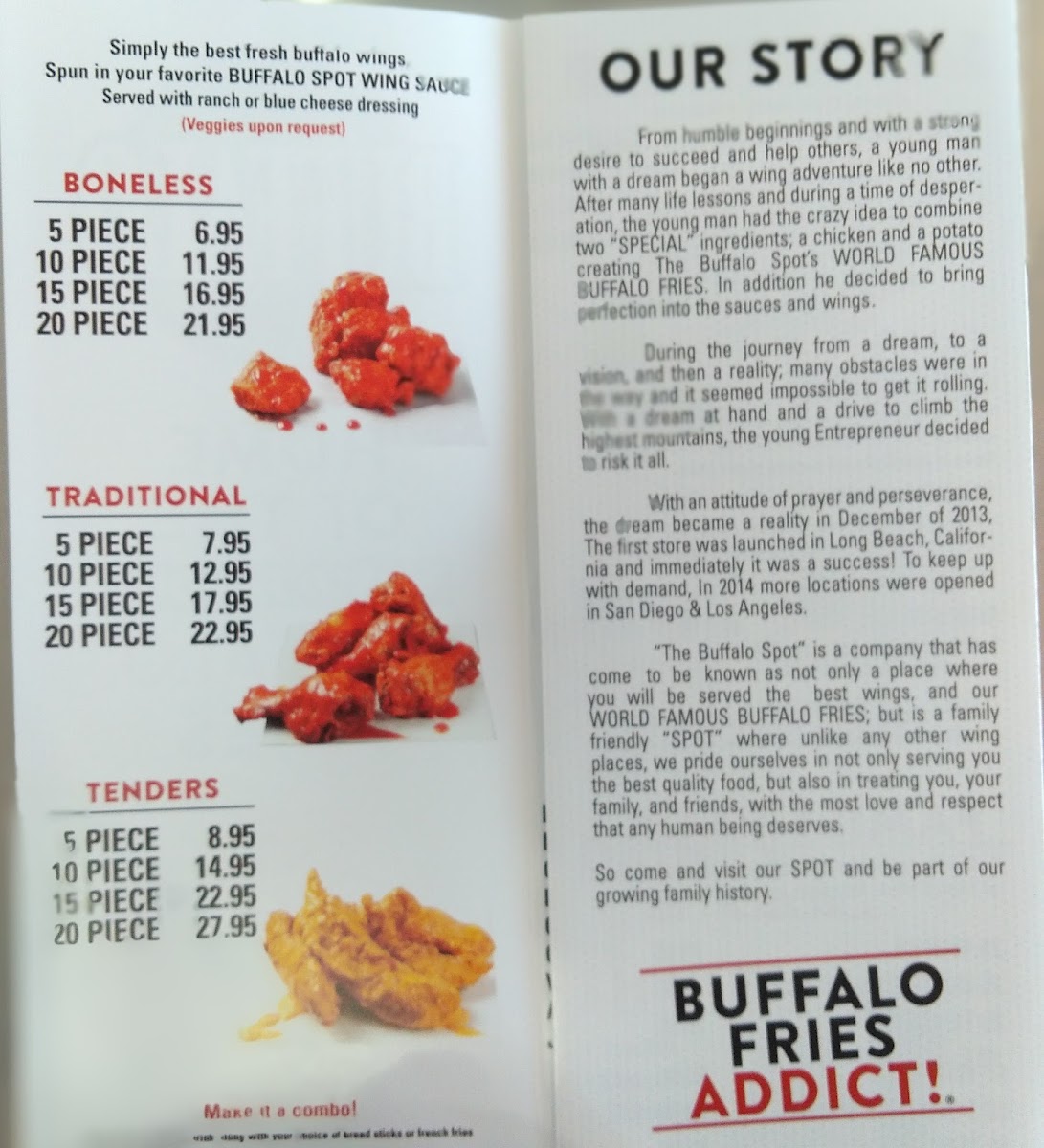 Menu The Buffalo Spot East Camelback Rd. Phoenix , Arizona. 85016 Usa-3