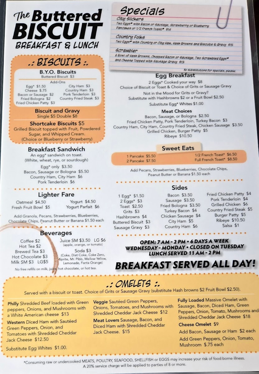 Menu The Buttered Biscuit-1