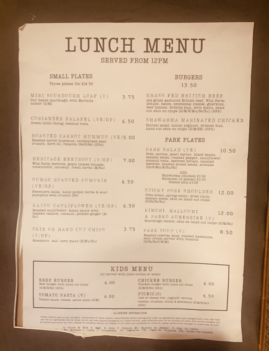 Menu The Cafe In The Park-10