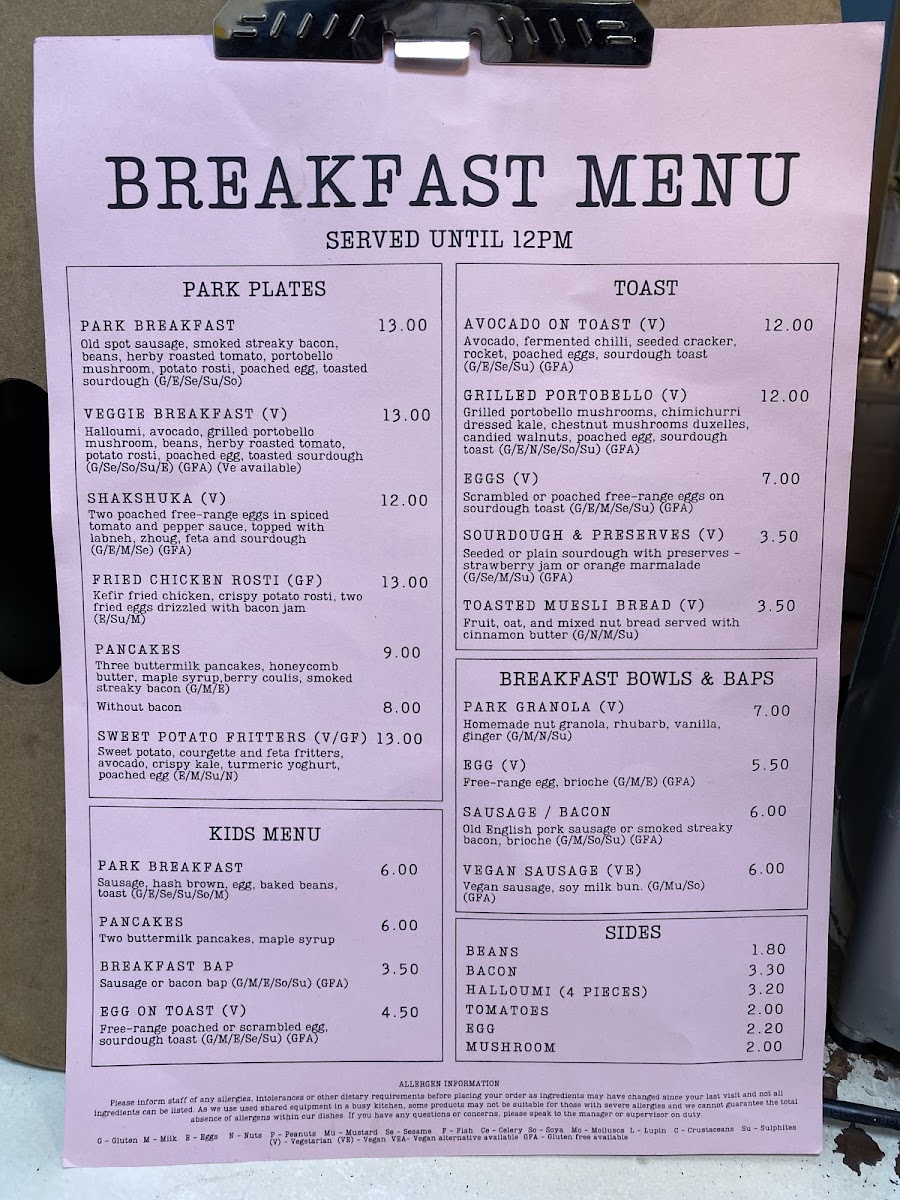 Menu The Cafe In The Park-2
