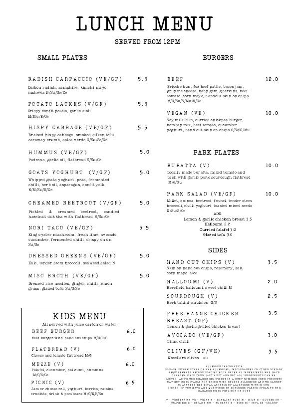 Menu The Cafe In The Park-5