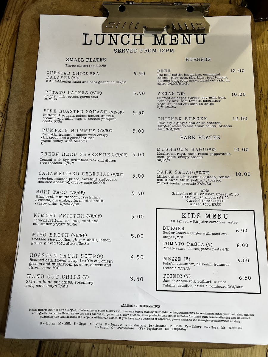 Menu The Cafe In The Park-7