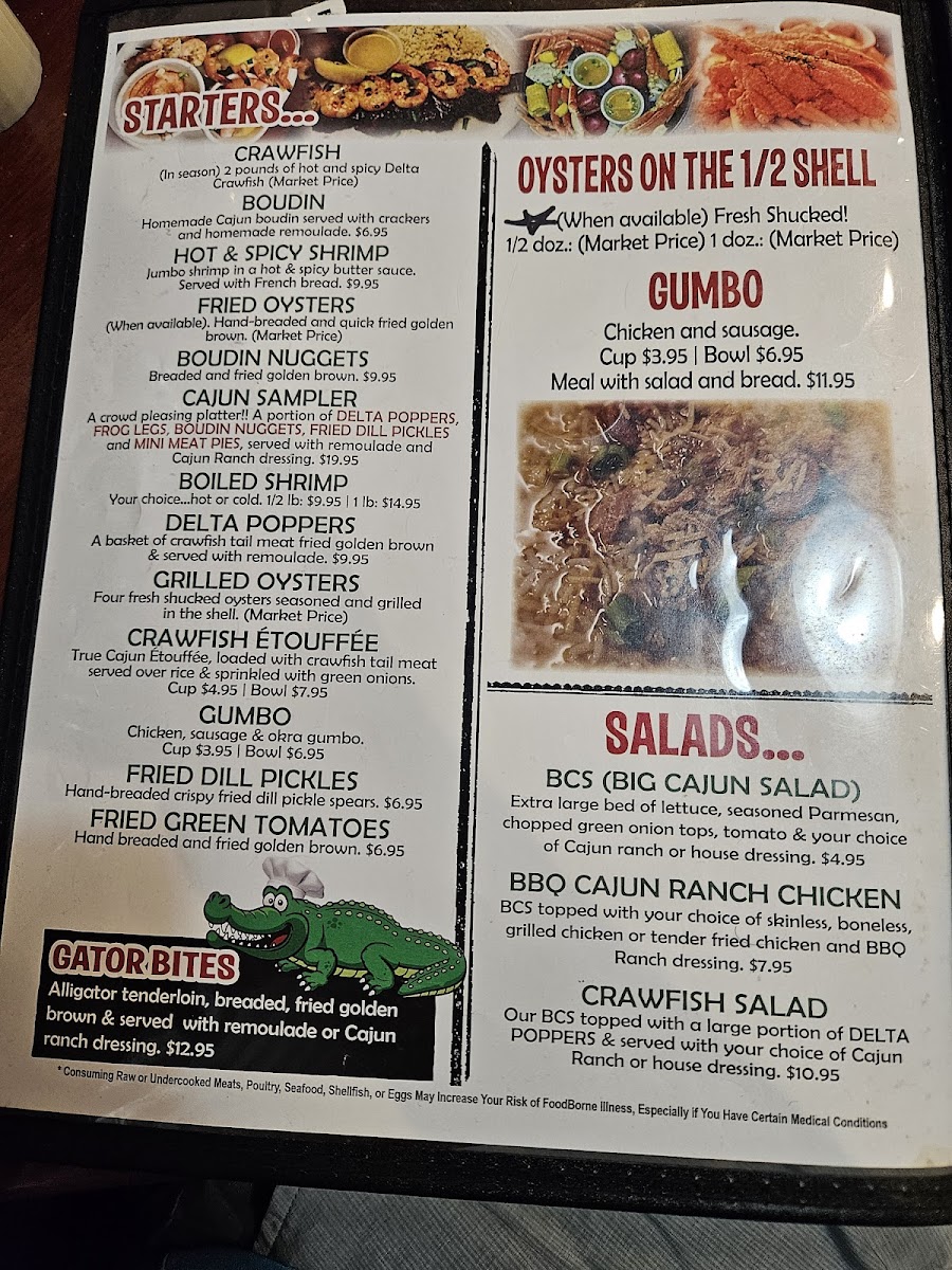 Menu The Cajun Cafe Delta Crawfish-1