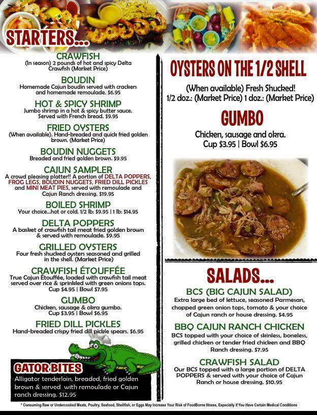 Menu The Cajun Cafe Delta Crawfish-5
