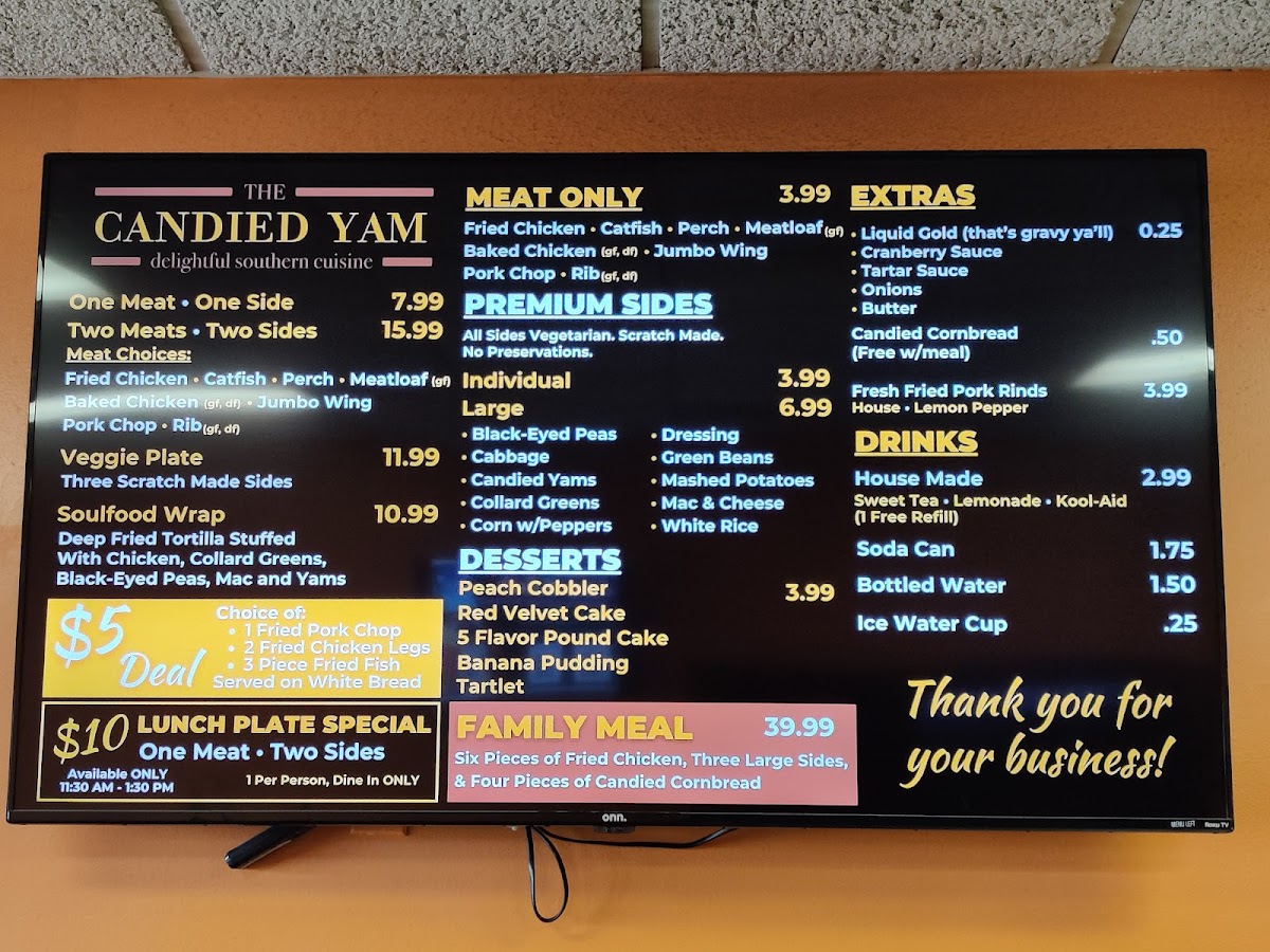 Menu The Candied Yam Delightful Southern Cuisine (44Th Street)-1