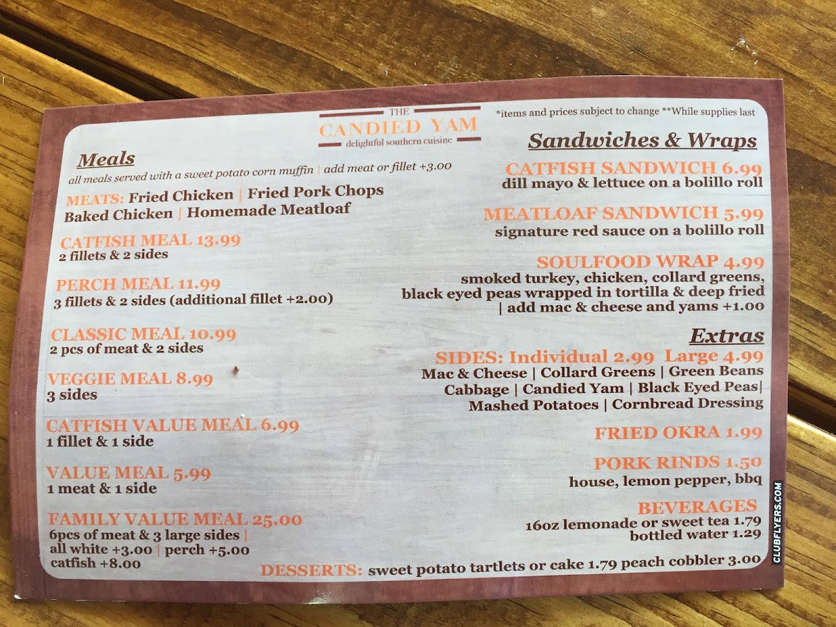 Menu The Candied Yam Delightful Southern Cuisine (44Th Street)-4