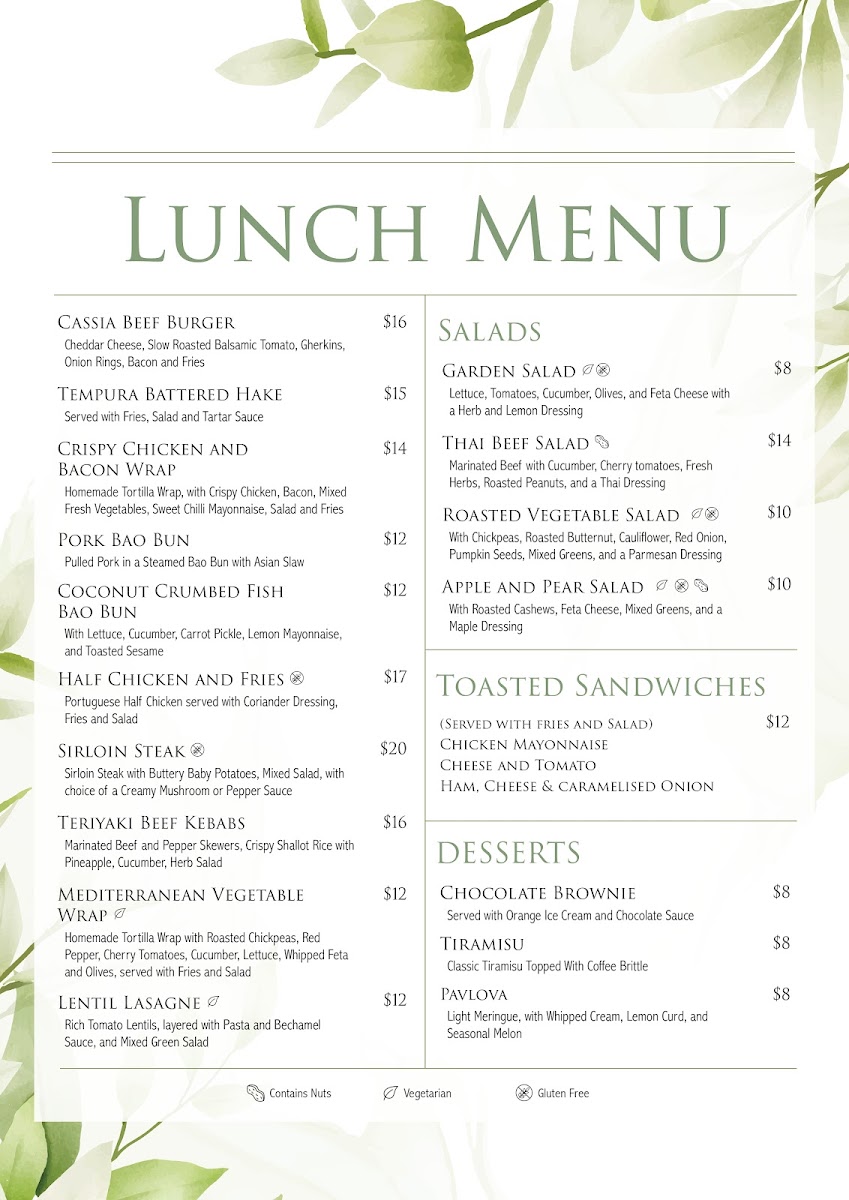 Menu The Cassia Restaurant-1
