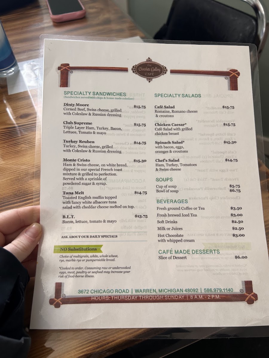 Menu The Chocolate Gallery Cafe-2