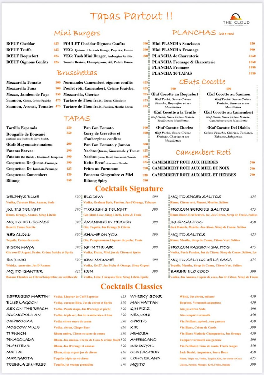 Menu The Cloud - Rooftop & Lounge Bar-1