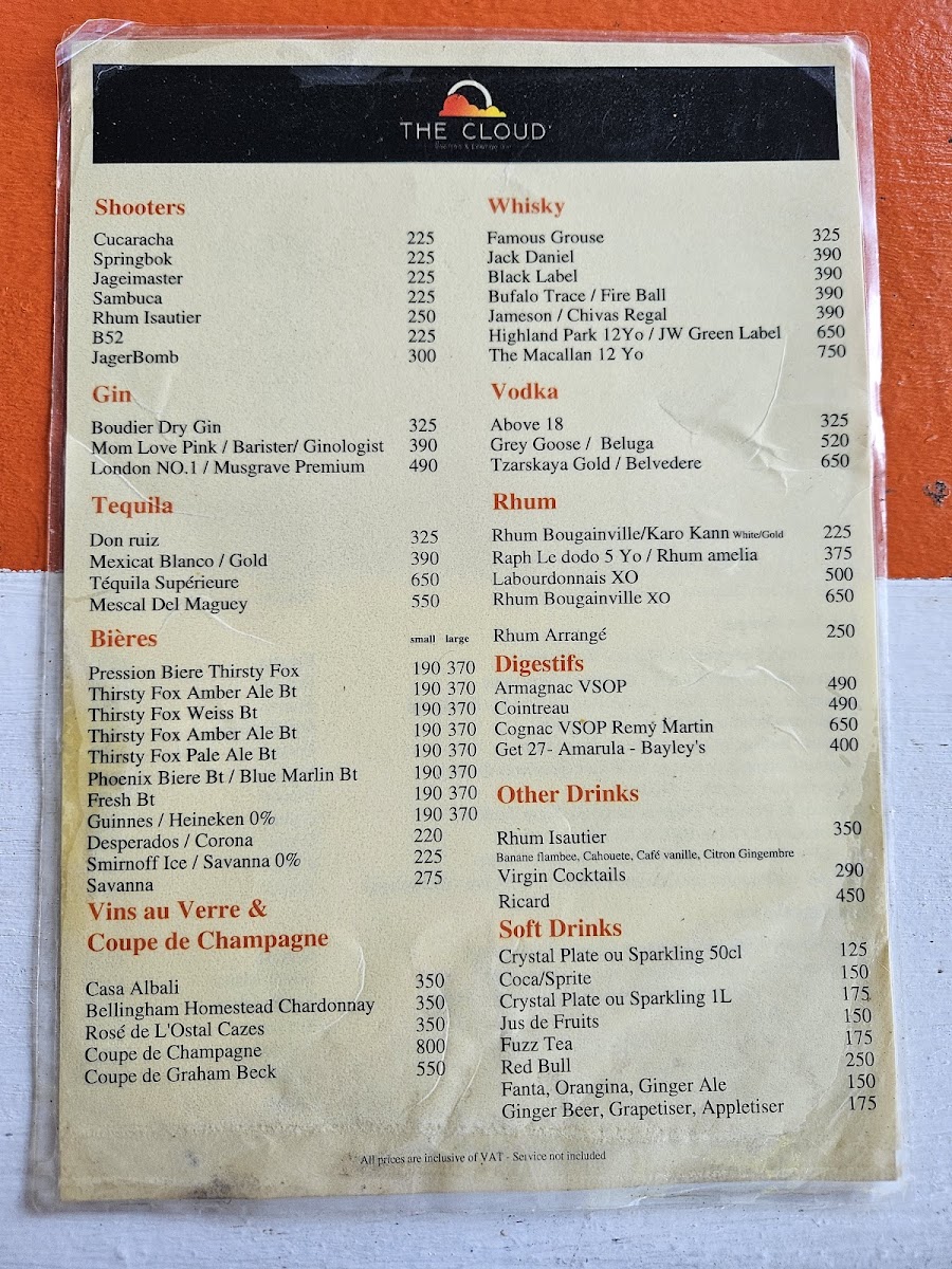Menu The Cloud - Rooftop & Lounge Bar-7