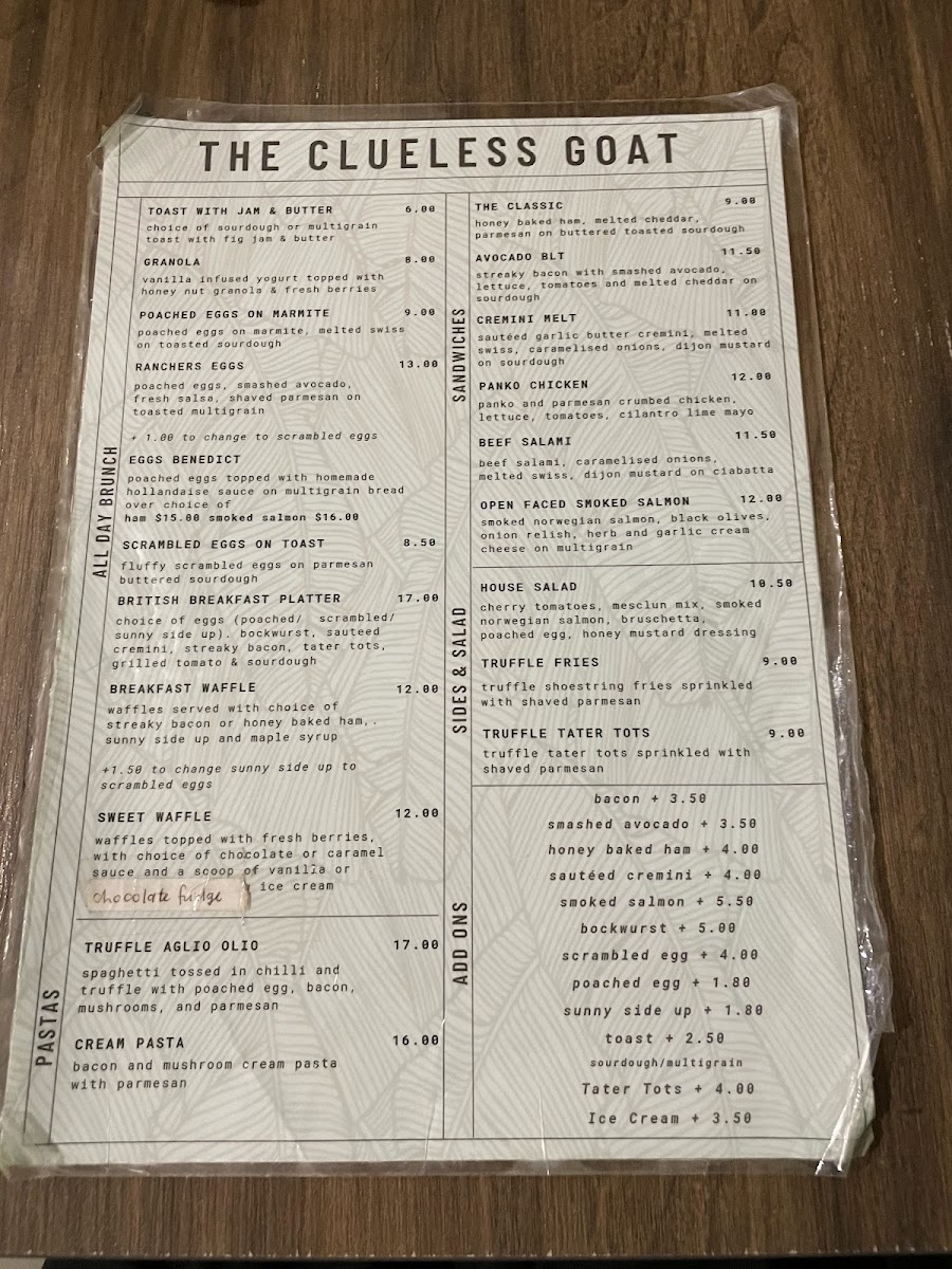 Menu The Clue-Less Goat-4