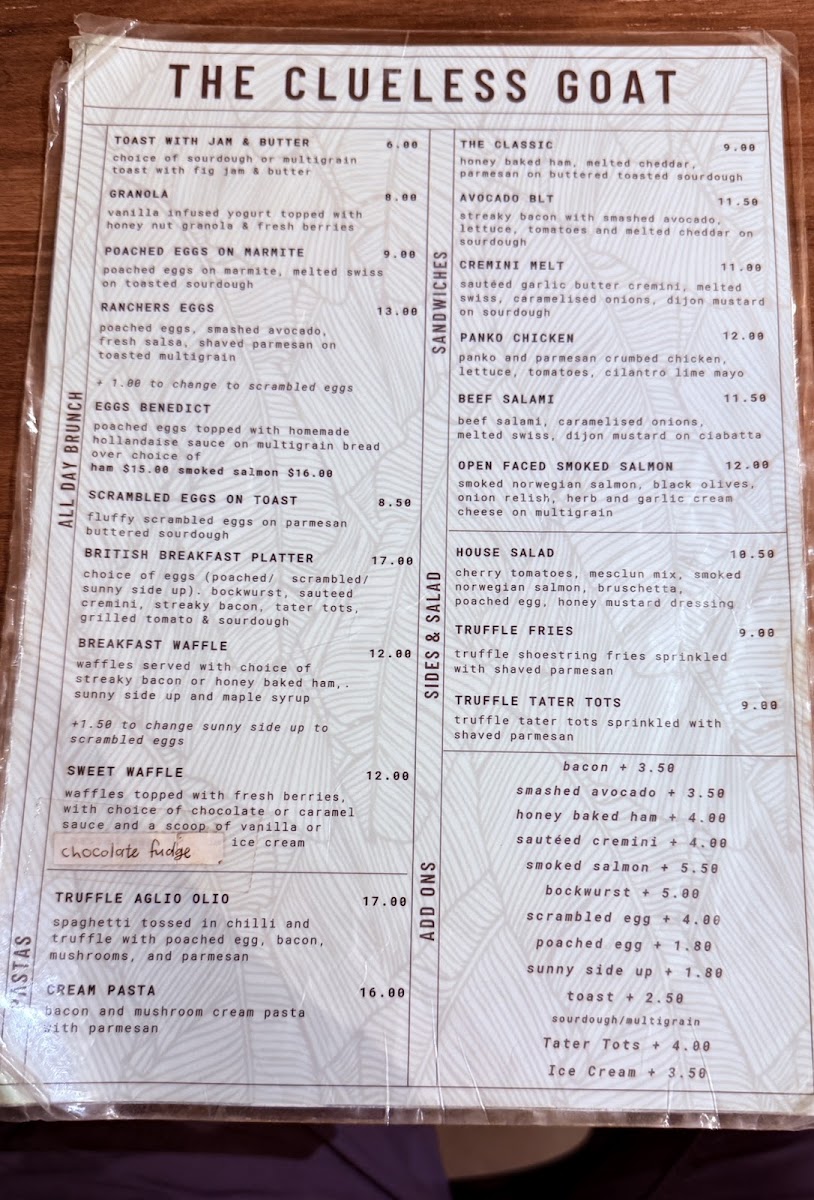 Menu The Clue-Less Goat-5