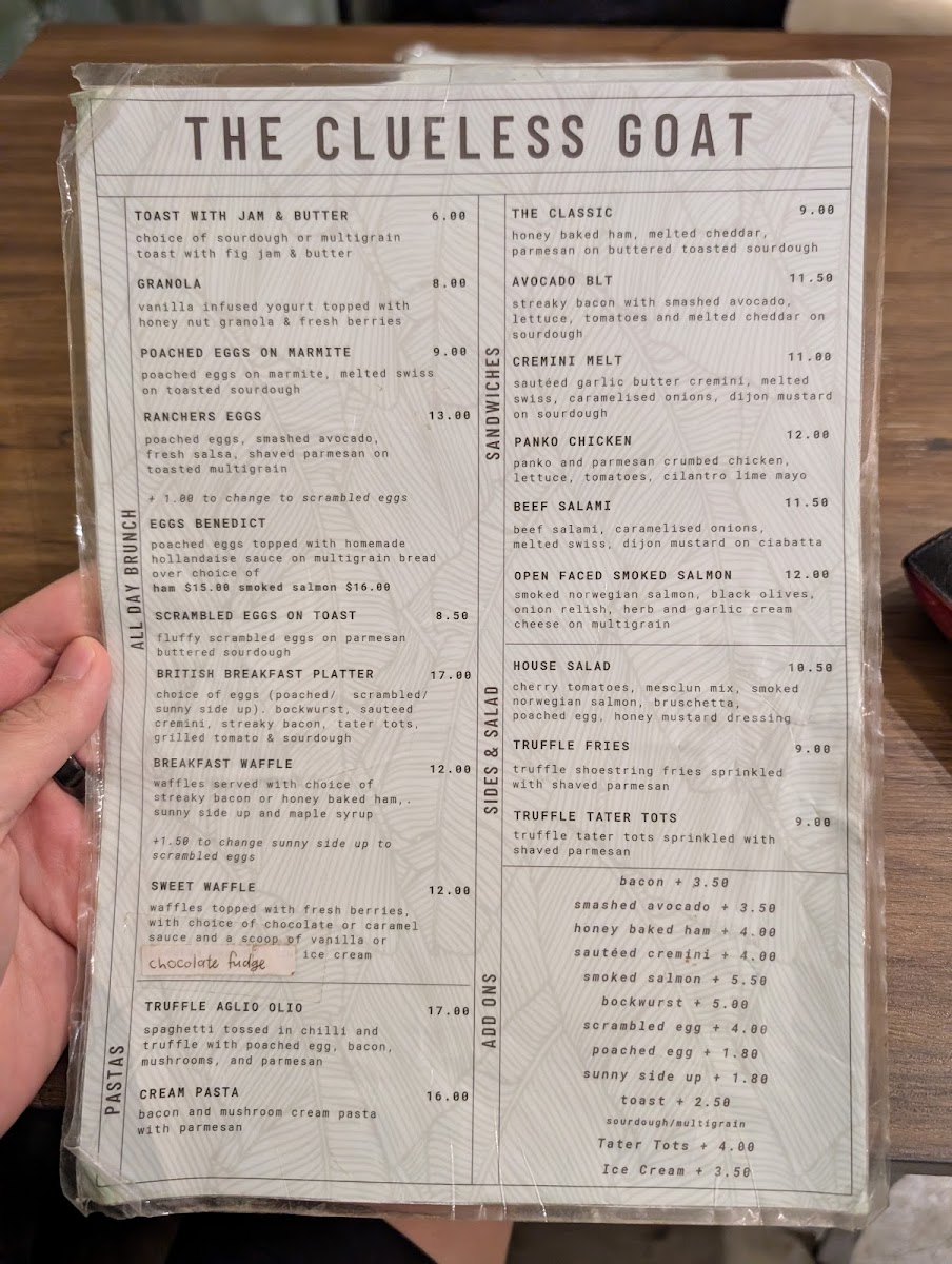 Menu The Clue-Less Goat-7
