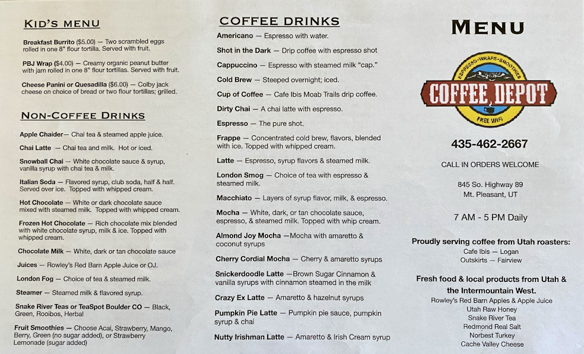 Menu The Coffee Depot-1