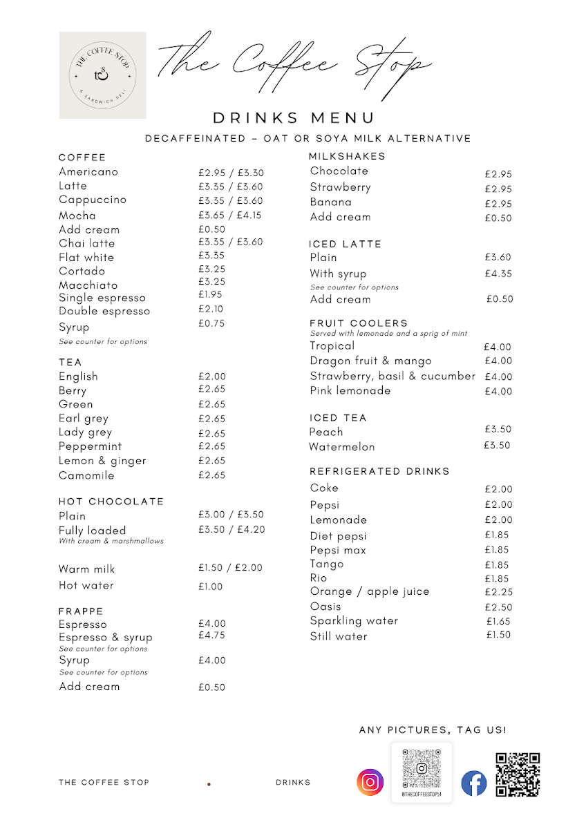 Menu The Coffee Stop And Sandwich Deli-2