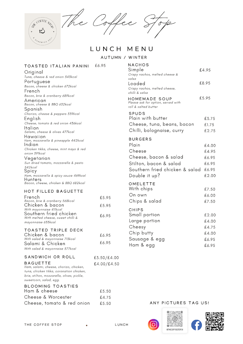 Menu The Coffee Stop And Sandwich Deli-3