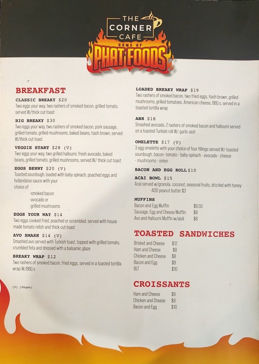 Menu The Corner Cafe- Home Of Phat Foods-1