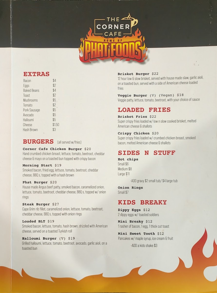 Menu The Corner Cafe- Home Of Phat Foods-2