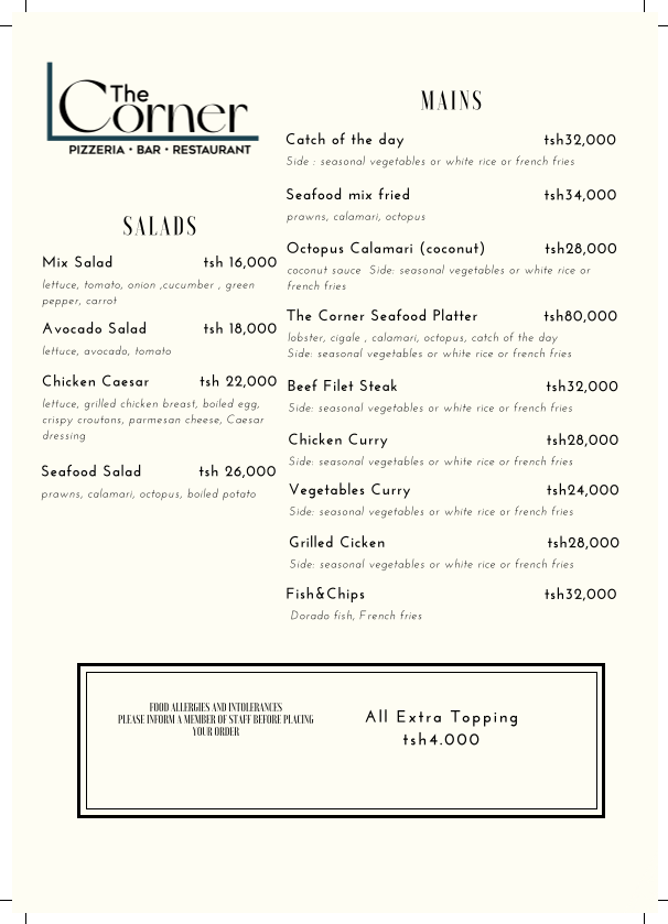 Menu The Corner-1