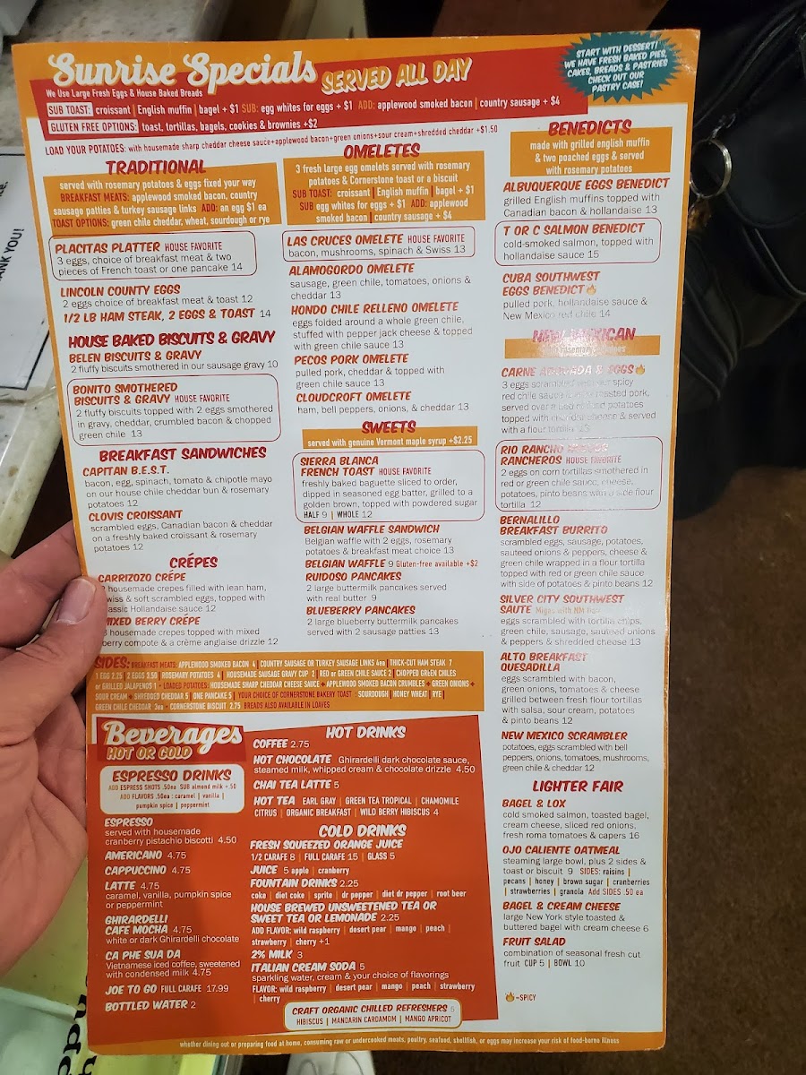 Menu The Cornerstone Bakery & Cafe-1